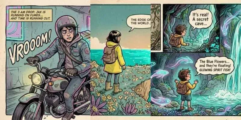 Retrofuturist Lofi Comic Stories generated by undefined