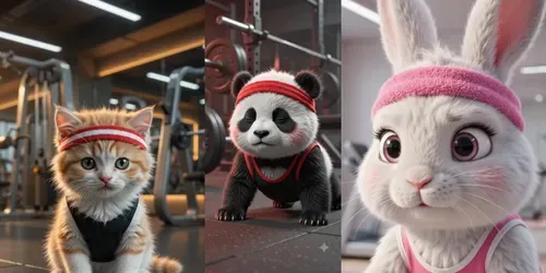 ASMR Cute Animals Working Out generated by veo