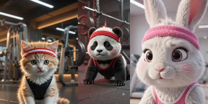 ASMR Cute Animals Working Out generated by undefined