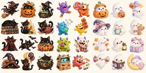 Funny Kawaii Halloween Stickers For Kids generated by chatgpt-image