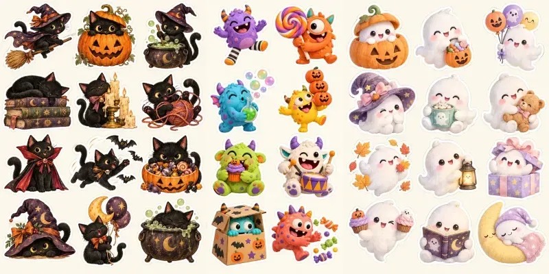 Funny Kawaii Halloween Stickers For Kids