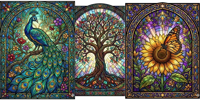 Intricate Stained Glass Window Art generated by undefined