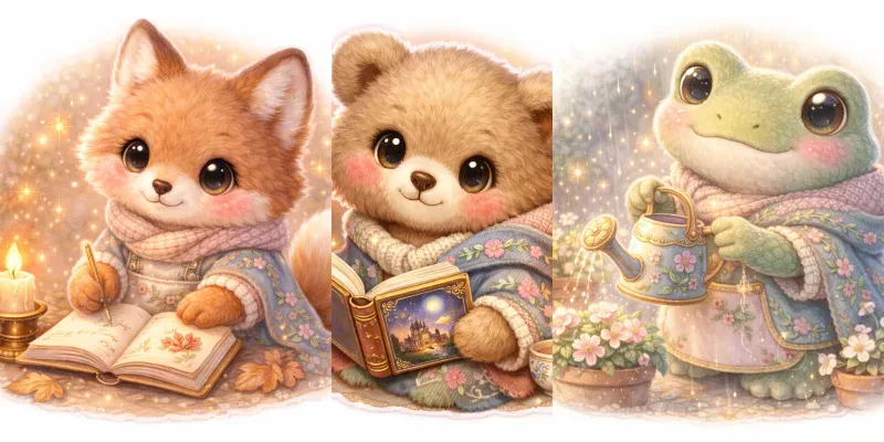 Luxury Cozy Fantasy Animal Illustrations generated by undefined