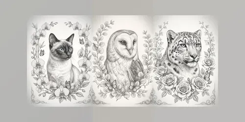 Grayscale Animal Portraits generated by gemini-image