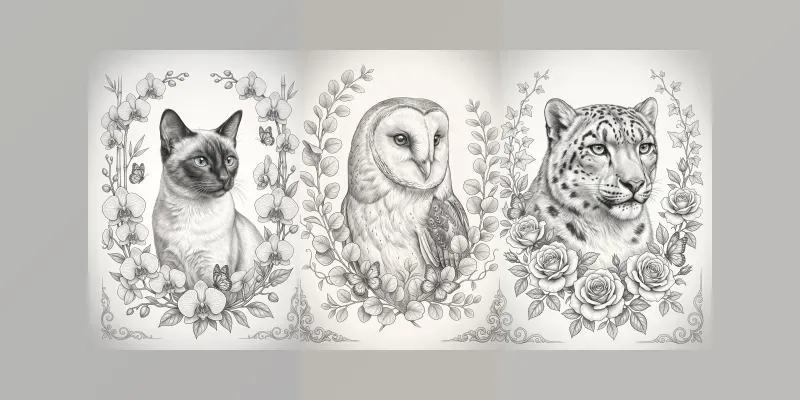 Grayscale Animal Portraits generated by undefined