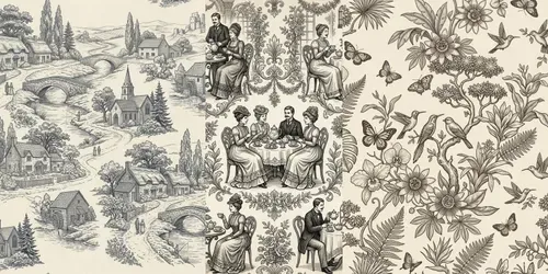 Vintage Toile Pattern Scenes generated by gemini-image