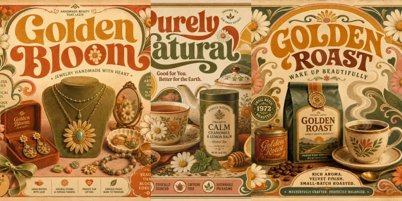 70s Floral Advertising Posters generated by undefined