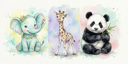 Whimsical Watercolor Baby Animals Art generated by gemini-image