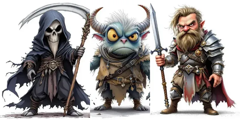 Fantasy Art Cute Cartoon DnD Characters generated by undefined