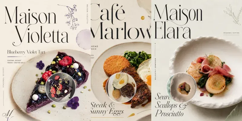 Minimalist Editorial Food Posters generated by undefined