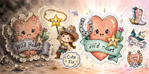 Western Kawaii Quote Sticker Cliparts generated by chatgpt-image