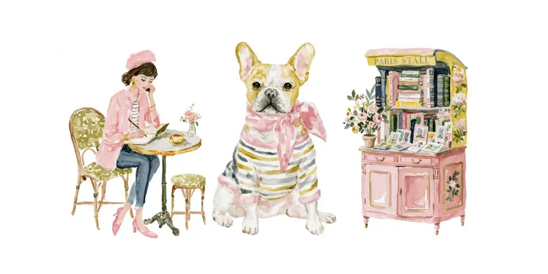 Parisian Lifestyle Watercolor Cliparts generated by undefined