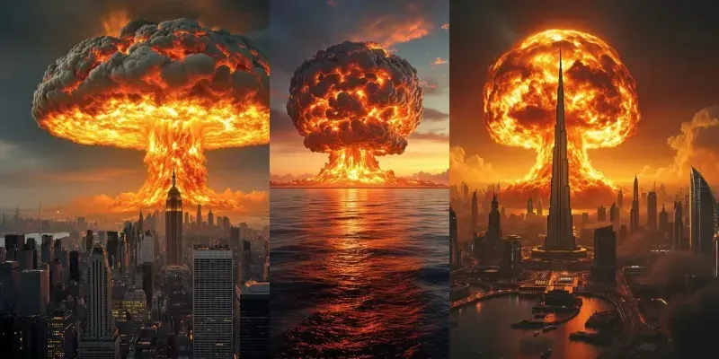 Cities Apocalypse Scenes Nuclear Explosions generated by undefined