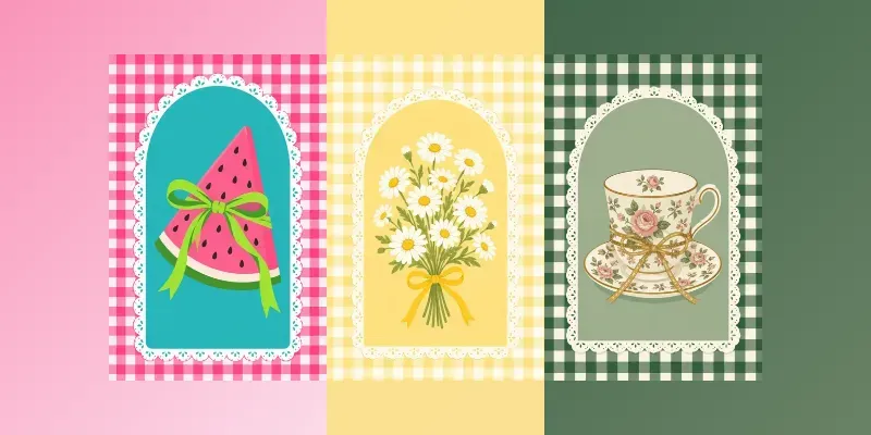 Cottagecore Gingham Arch Vectors generated by undefined