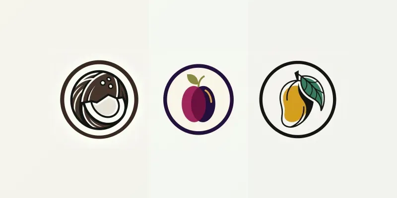 Modern Drupe Fruit Emblems generated by undefined