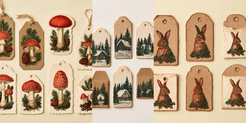 Winter Forest Paper Tags Tuck Pockets