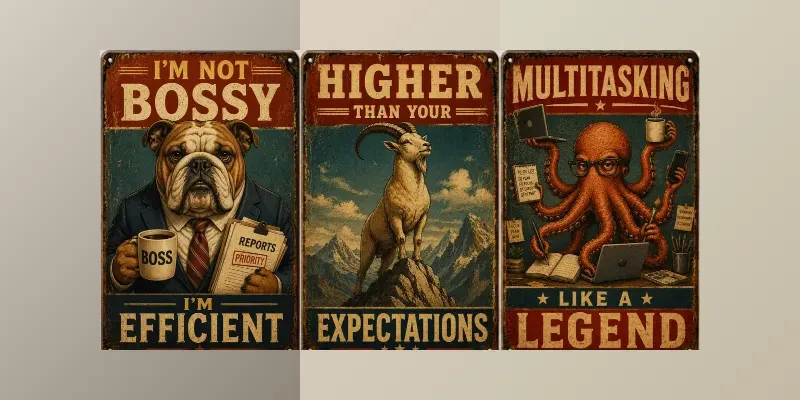 Vintage Funny Animal Tin Signs generated by undefined
