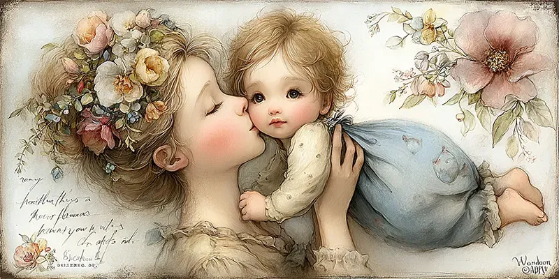 Mothers Day Junk Journal Boho Style Art generated by undefined