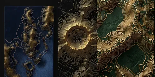 Dark Gold Topographic Art generated by gemini-image