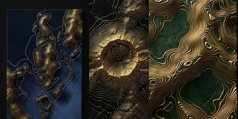 Dark Gold Topographic Art generated by undefined