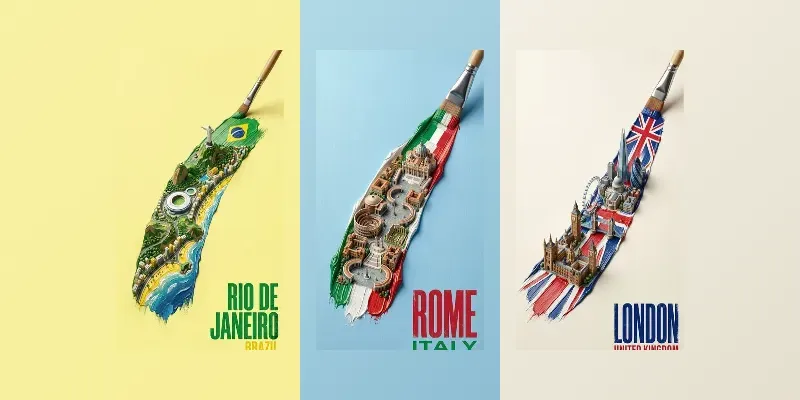 3D Miniature Cities In Paintbrush Strokes generated by undefined