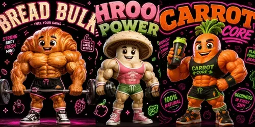 Neon Fitness Mascot Poster Packs generated by chatgpt-image