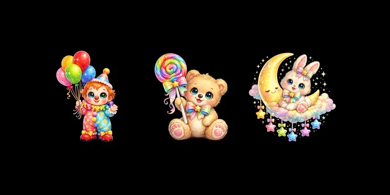 Rainbow Kawaii Png Cliparts generated by undefined