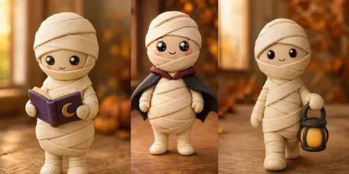 Handmade Halloween Mummy Figurines generated by chatgpt-image
