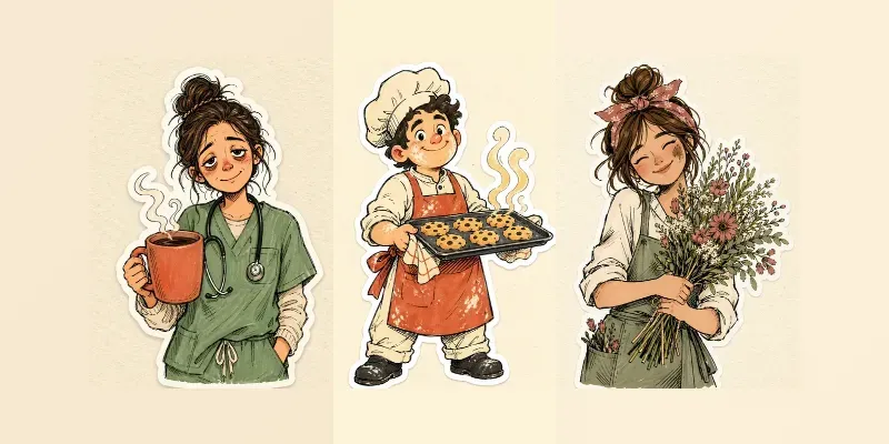 Hand Drawn Profession Life Stickers generated by undefined