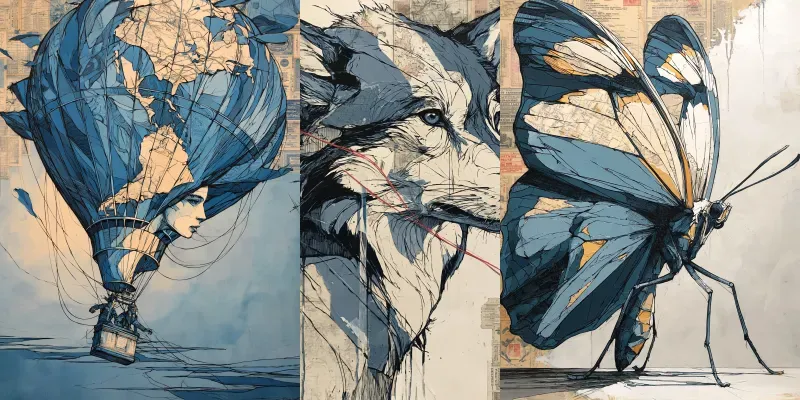 Vintage Map Mixedmedia Collages generated by undefined