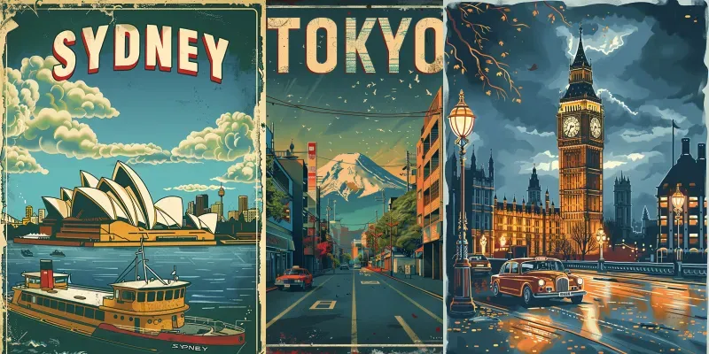 Customizable Vintage Travel Poster Prompts generated by undefined
