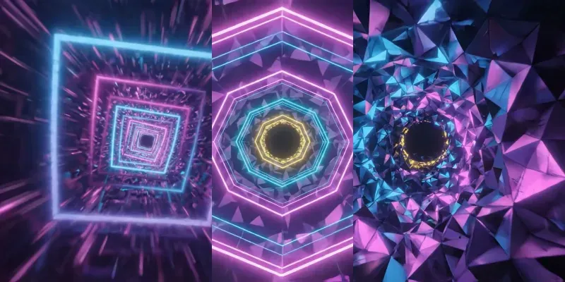 Hypnotic Neon Tunnel Loops Videos generated by undefined
