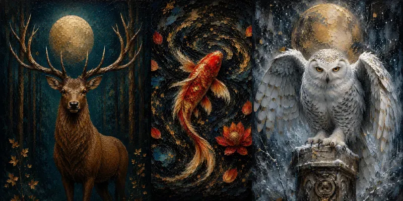 Luxury Golden Impasto Wildlife Art generated by undefined