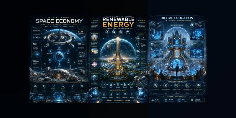Futuristic Cinematic Infographic Posters generated by undefined