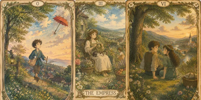 Handpainted Animation Style Tarot Cards generated by undefined