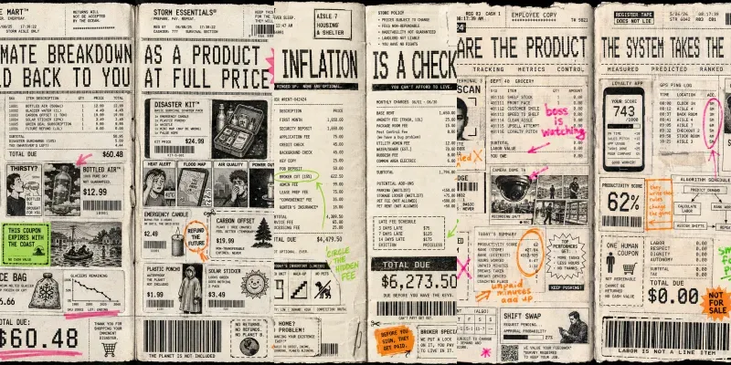 Fluorescent Receipt Zine Spreads generated by undefined