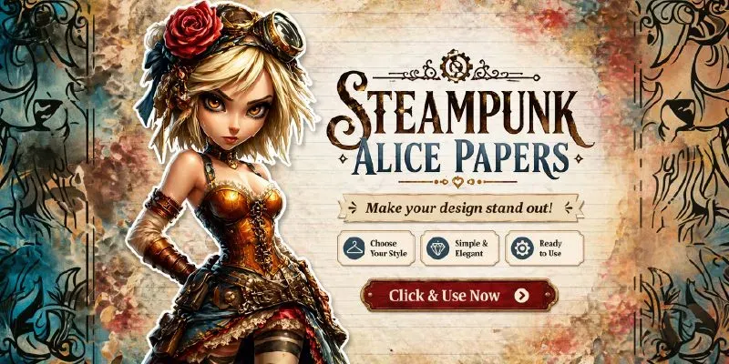Alice In Steampunk World Plain Papers generated by undefined