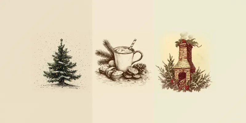 Folk Art Vintage Christmas Sketches generated by undefined