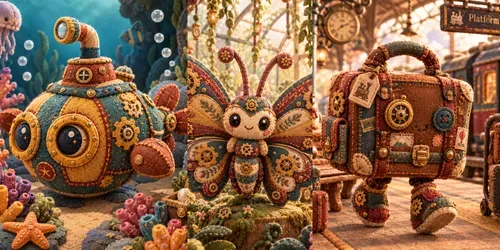 Steampunk Plush Inventors And Machines generated by chatgpt-image