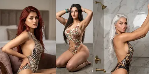 Cinematic Fashion Model Monokini Poses generated by gemini-image