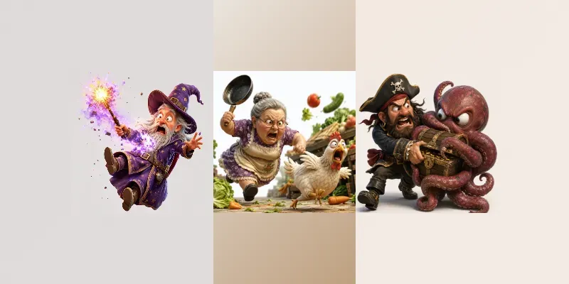 Extreme Cartoon Action Characters generated by undefined