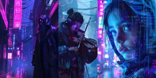 Neon Noir Cyberpunk Portrait Art generated by midjourney