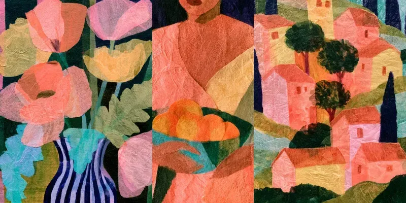 Layered Tissue Paper Collage Art generated by undefined