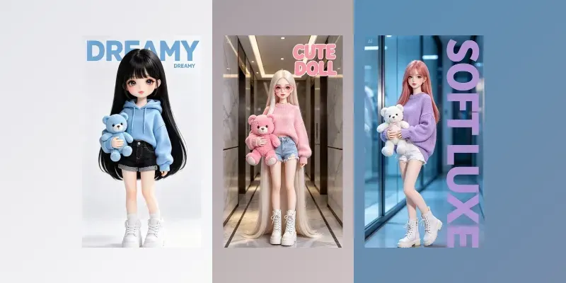 Cute Doll Girl Portraits generated by undefined