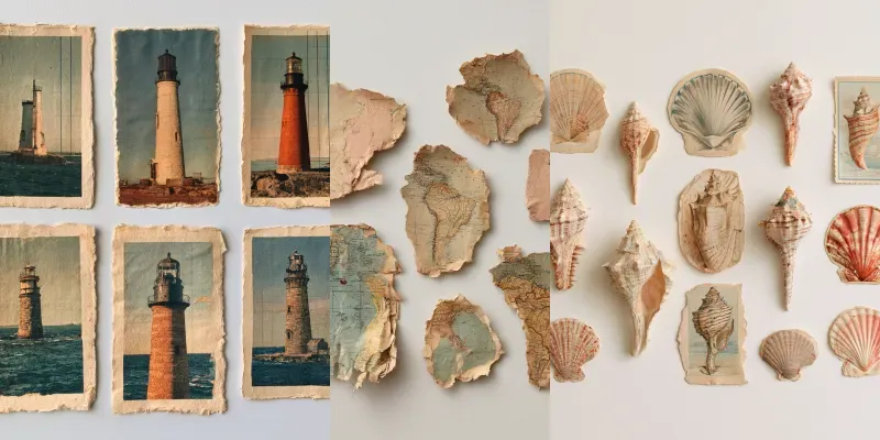 Vintage Coastal Seaside Travel Ephemera generated by undefined