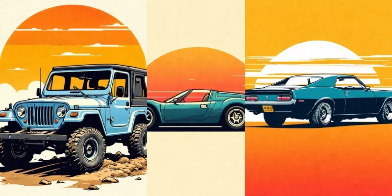 Retro Car Poster Illustration generated by undefined