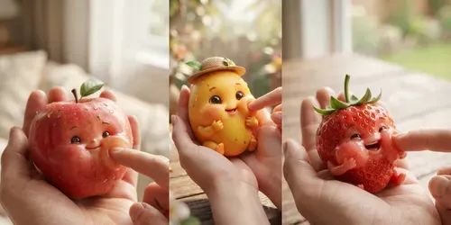 Cute Squishy ASMR Fruit Characters generated by gemini-image