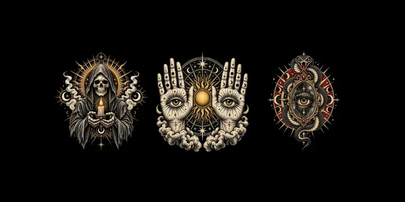 Vintage Etching Occult Tee Graphics
