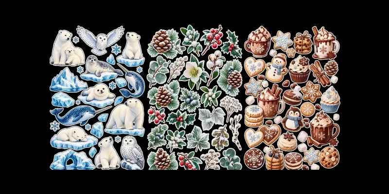 Whimsical Winter Clipart Sticker Sheets