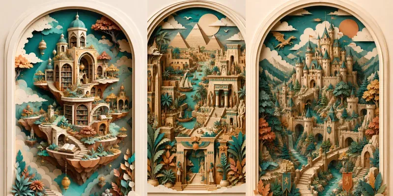 3D Layered Paper Cut Diorama Art generated by undefined